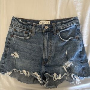 Abercrombie & Fitch Blue Distressed Jean Shorts